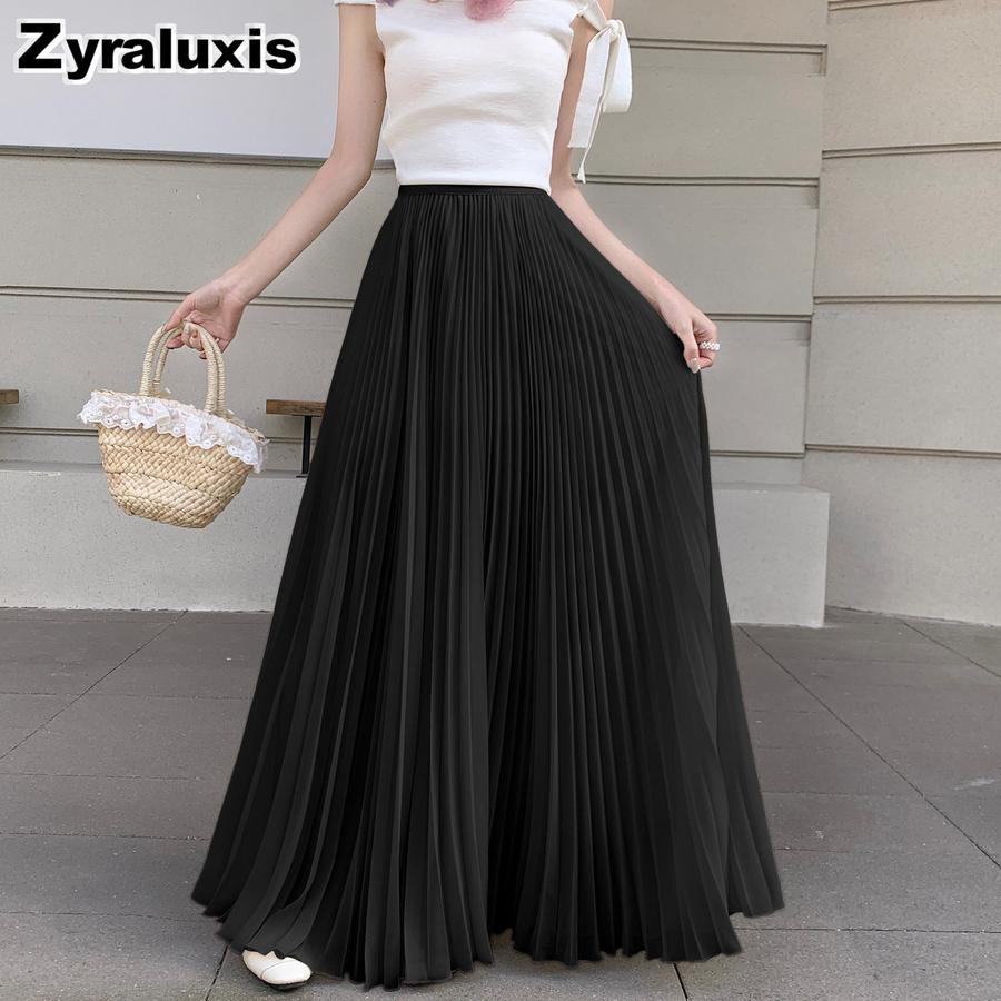 Gentle Breeze Maxi Chiffon Midi A-Line Skirt for Women Summer New Arrivals Casual Over-the-Knee Ruffles Dress