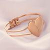 Fashion Women Gold Plated Cuff Bangle Couple Love Heart Charms Bracelet Jewelry