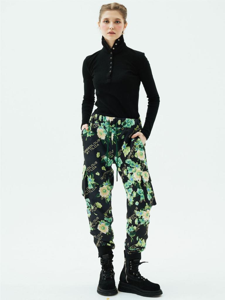 GREEDILOUS Floral Print Cargo Pants