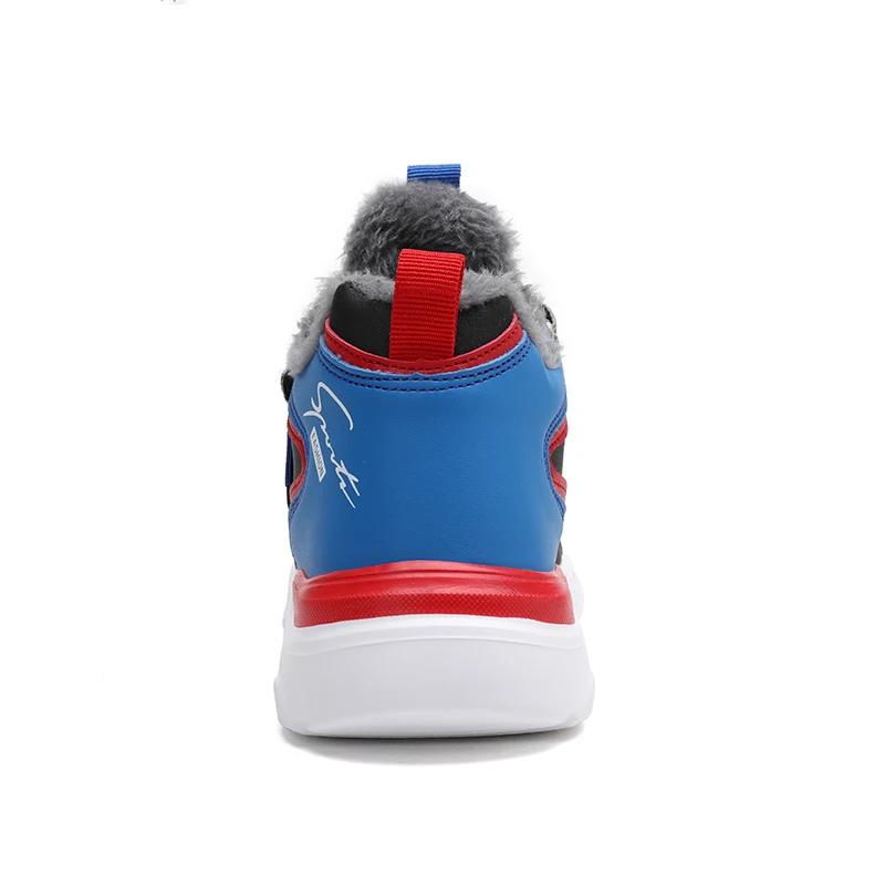 Winter Kids Sneakers Warm Fur Shoes Running Children's Boy Non-Slip Plus Furry Waterproof Leather Girl Casual Trekking Shoes