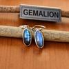 Labradorite Drop Earrings Real Crystal Jewelry, Bridesmaid Gifts , Spectro Lite Fancy Oval Cabochon Earrings Boho Jewelry Iridescent Rainbow