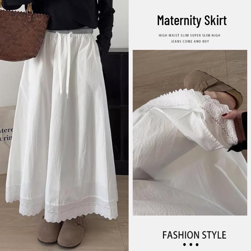 In-Stock French Style White Maternity Skirt, Spring/Summer 2026 – Niche Design, No Belly Support XL
