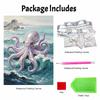 DIY Framed Pearl Painting Kit Ocean Octopus Pattern Sparkling Bead Canvas Art for Living Room Decoration Wall Decor Handcraft Home Display