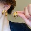 Vintage Irregular Metal Spiral Knot Stud Earrings for Women Exaggerated Unique Cool Earrings Luxury Jewelry Party Office Wear