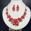 1 Set Multicolor Flowers Crystal Jewelry Set Enamel Pearl Necklace Earrings Set Exquisite Luxury Bridal Jewelry Set Banquet