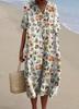 New Imitation Cotton Large Size Women's Shirt Short Sleeve Dress Ocean Vacation Company