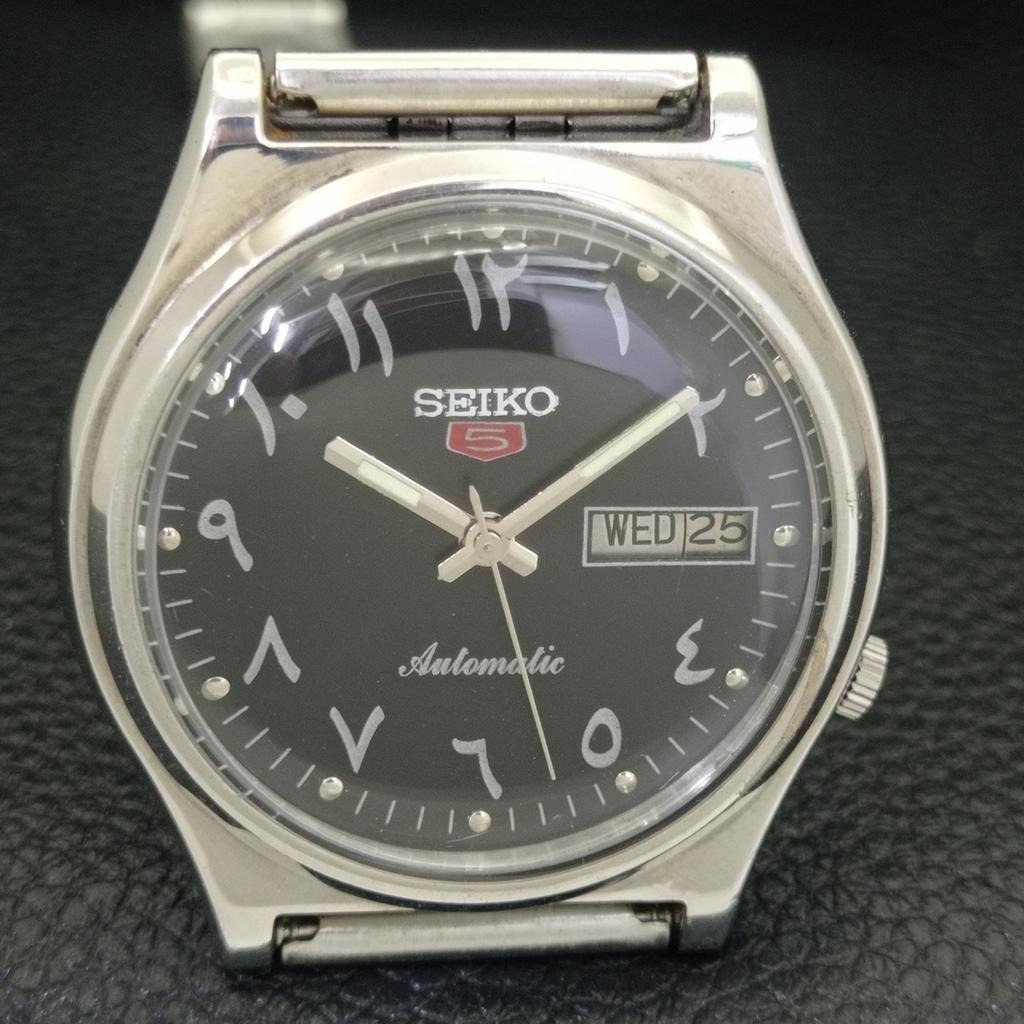 GENUINE VINTAGE SEIKO 5 AUTOMATIC 7009A JAPAN MENS BLACK DIAL WATCH A702608-1 R209-a702608