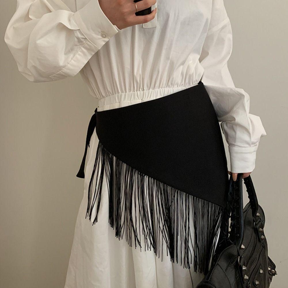 Chinese Style Triangular Waist Belt Printing Mini Apron Fashion Bohemia Wide Waistband Streetwear