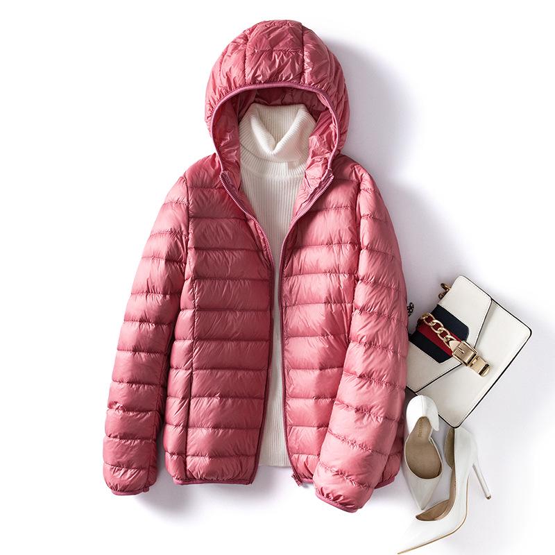 2026 Autumn/Winter Women's Plus Size Korean Slim Fit Lightweight Down Hooded Jacket