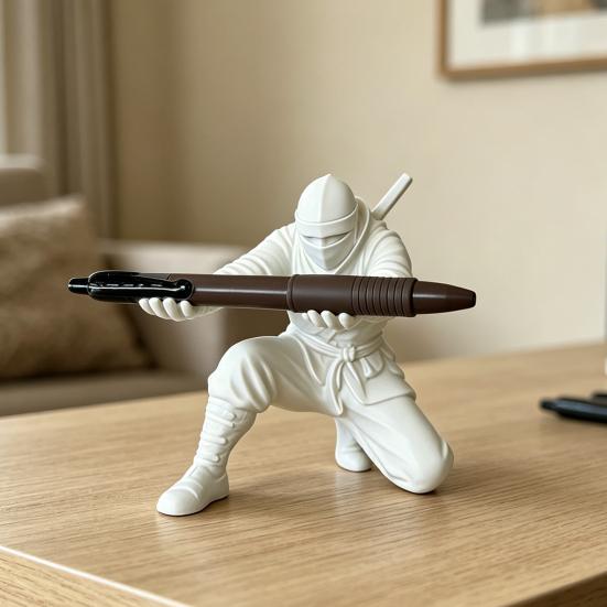 3D Printed Ninja Pen Holder Cool Ninja Figurine Pencil Stand Decorative Desk Organizer for Anime Fans Office Desk Gaming Room Decor