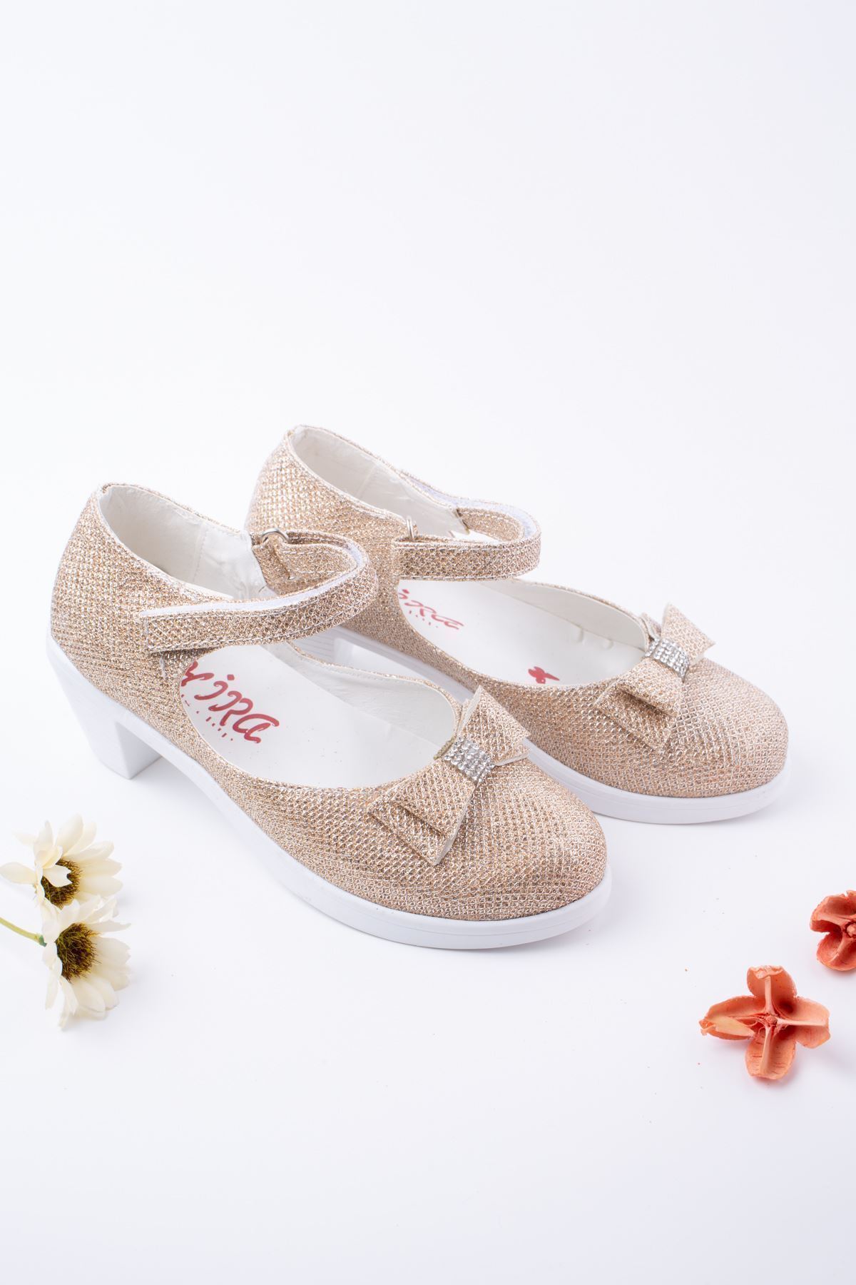 

Женские туфли на плоской подошве, на высоком каблуке с золотым блеском Karnıyarik, обувь для девочек