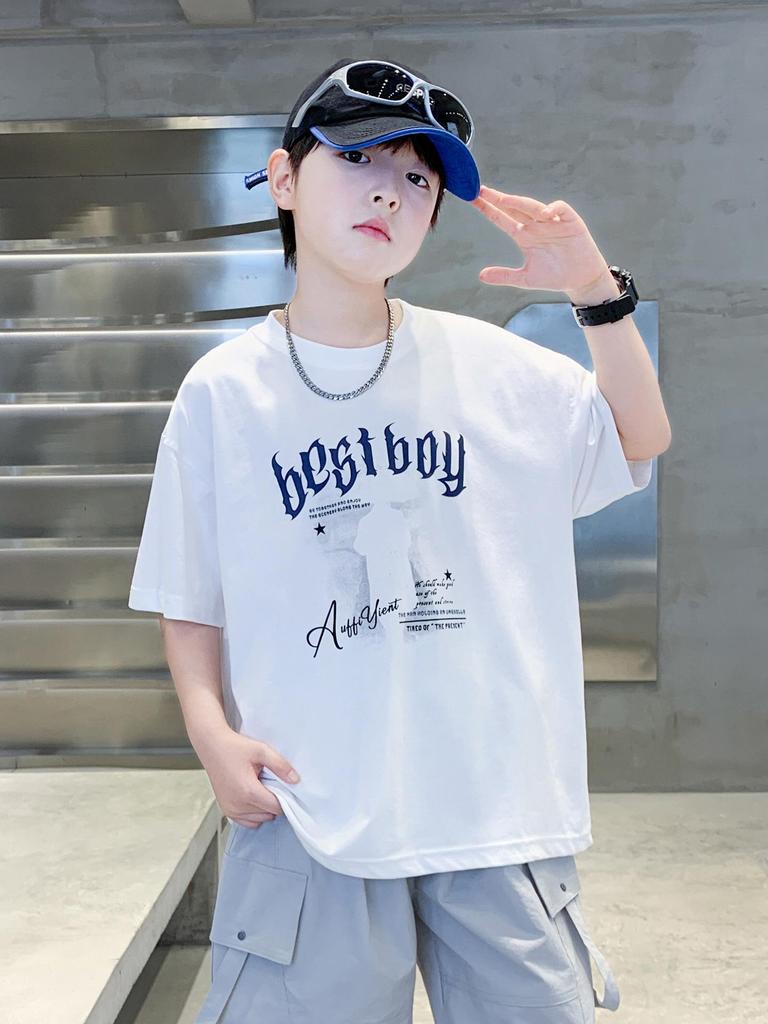 Boys' Summer 2026 Trendy Cool Casual Short-Sleeved T-Shirt - Lightweight, Loose, Versatile, and Breathable.