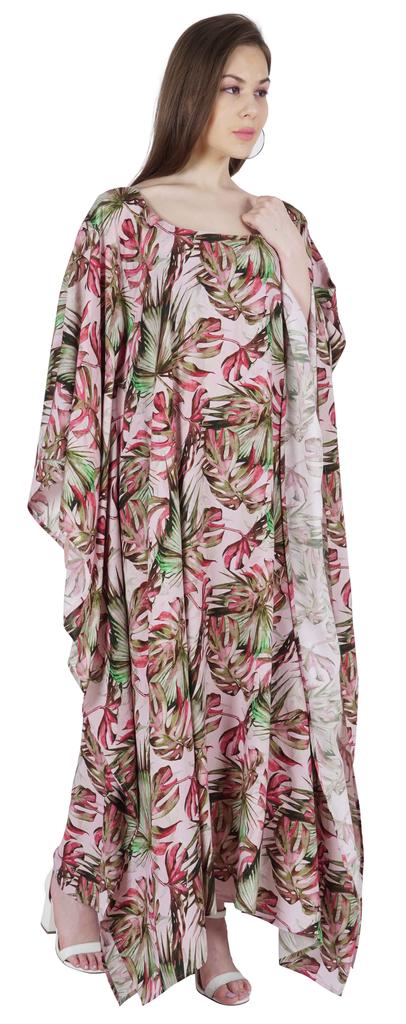 Moomaya Long Kaftan Maxi Dress For Women  s Kimono Sleeves Beachwear Cover Up Plus Size