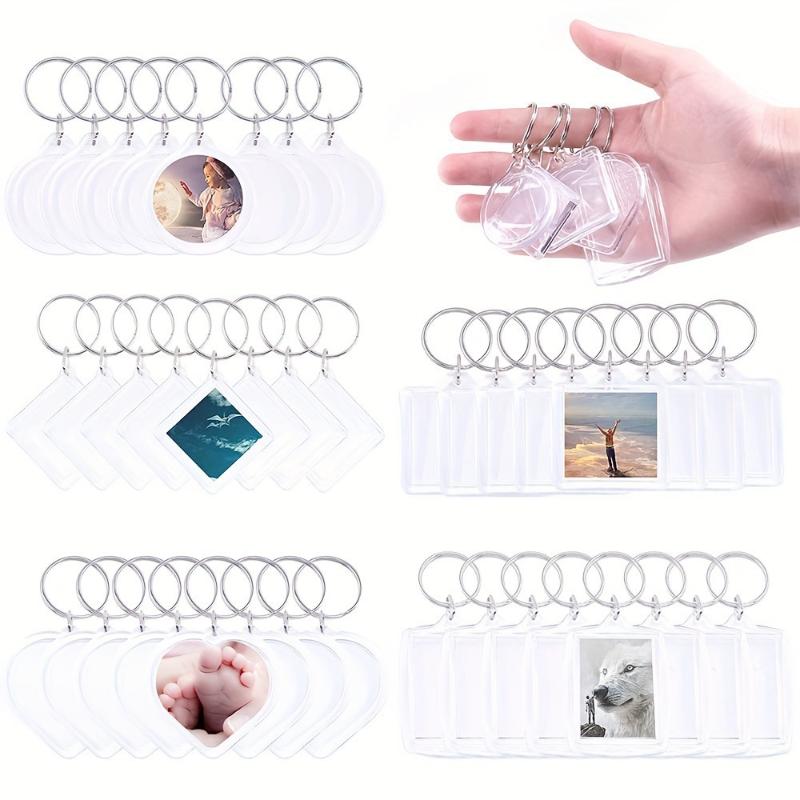10Pc Acrylic Photo Frame Keychain Clear Picture Insert Blank Keyrings For Double-Sided Photos Diy Supplies