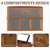 Wooden Tableware Storage Box with Handle and 4 Compartment Portable Silverware Storage Organization Box for Kitchen Counter
