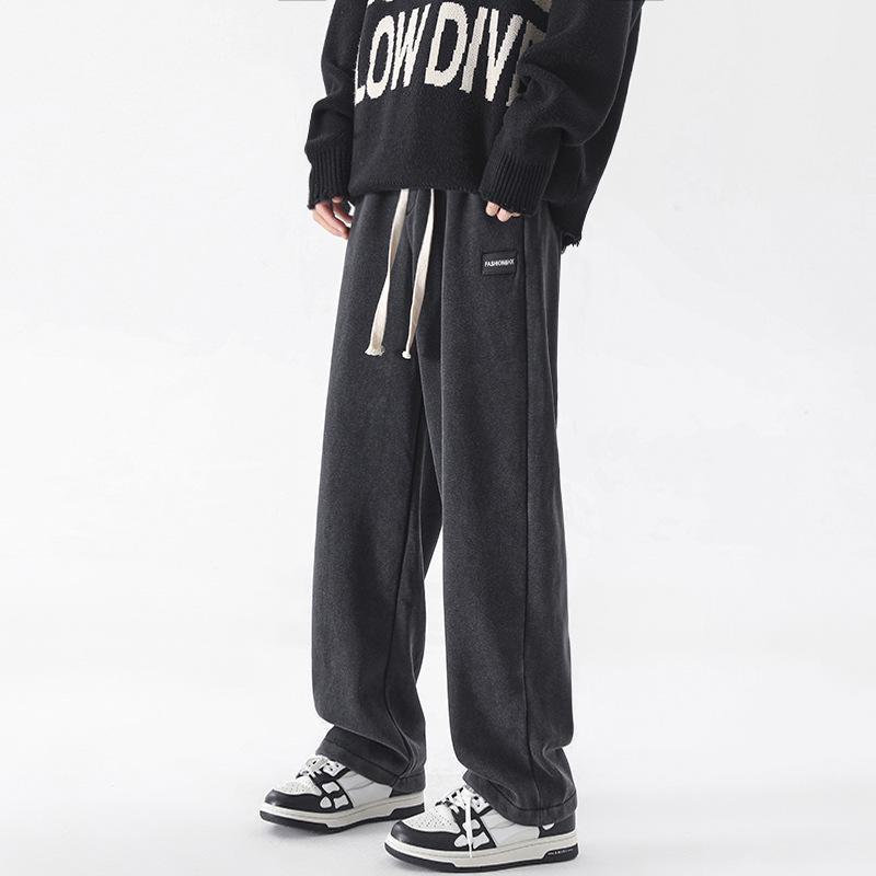 

Мужские повседневные спортивные штаны HuiTouLv на осень — свободный крой, прямой покрой, уличный стиль, доступны большие размеры. 2XL чёрный