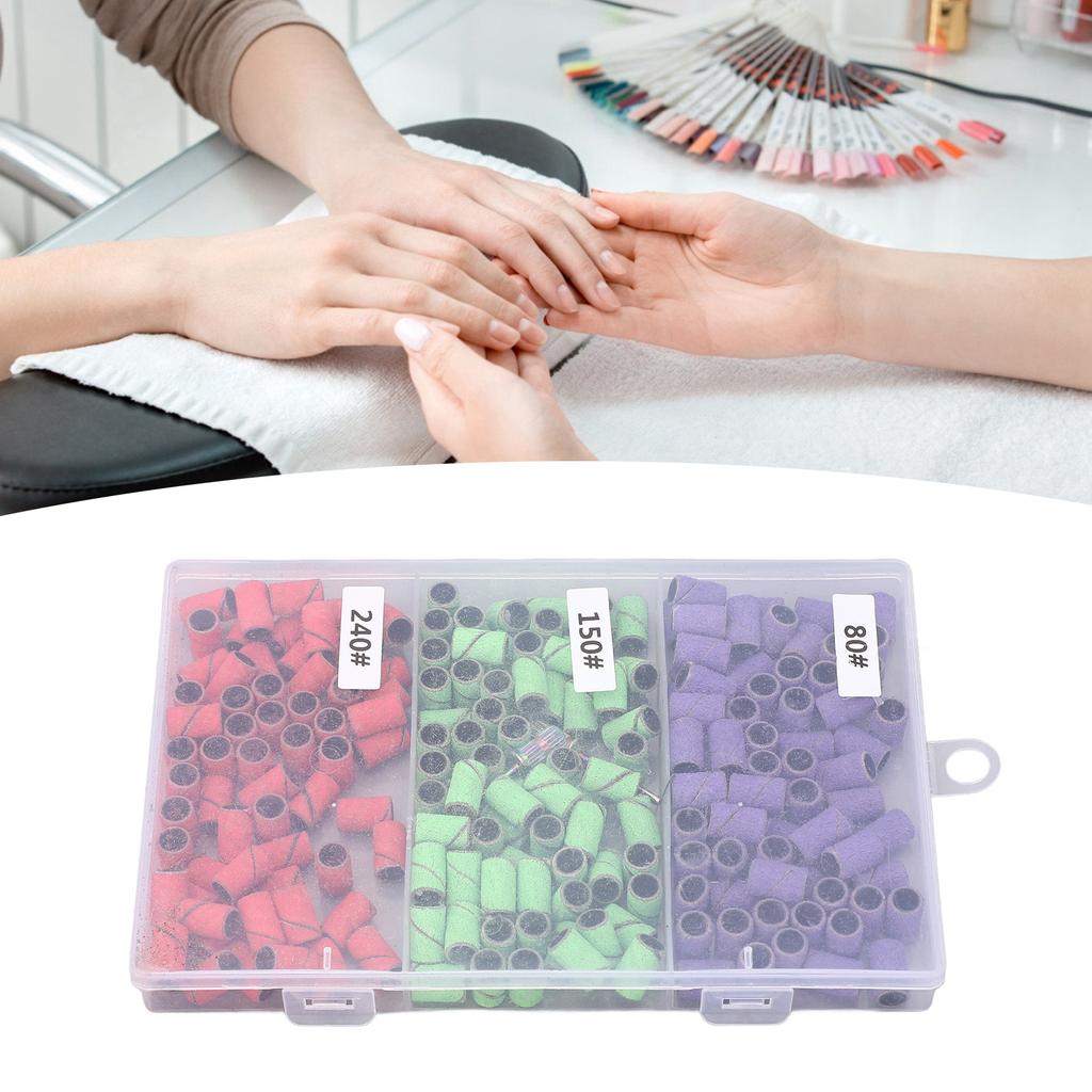 210pcs Nail Sanding Bands Dead Skin Removal Professional Nail Polishing Bands with 2pcs Mandrels 80