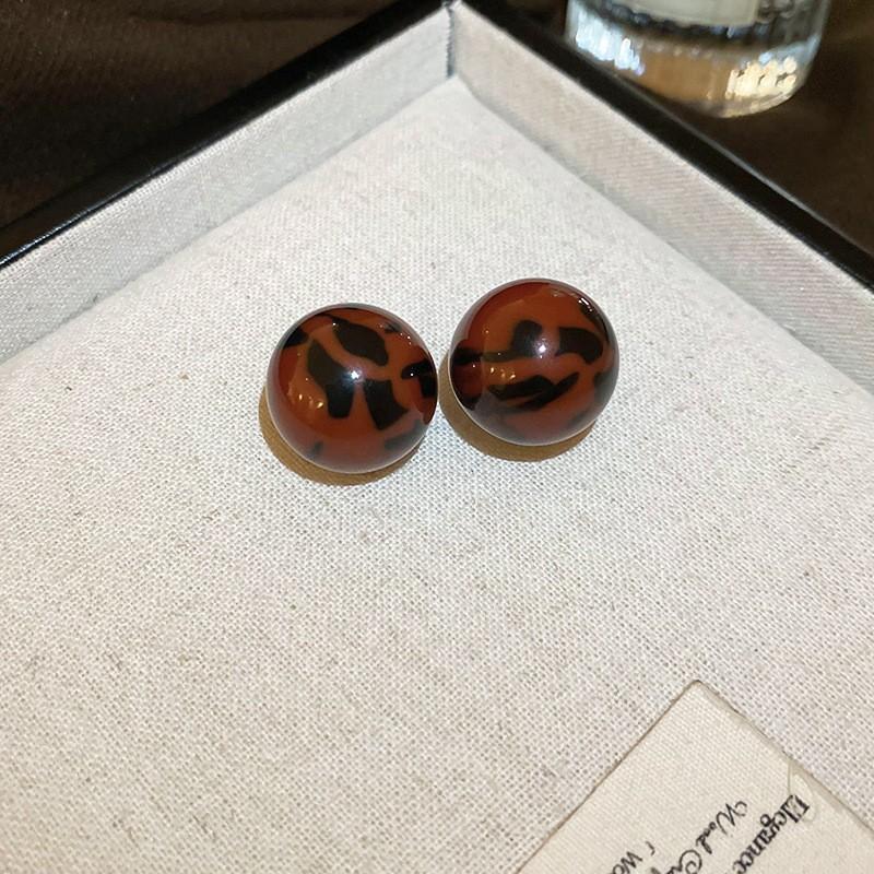 Retro Hong Kong Style Silver Needle Leopard Print Circle Earrings Light Luxury High-end Temperament Earrings Niche Earrings Women