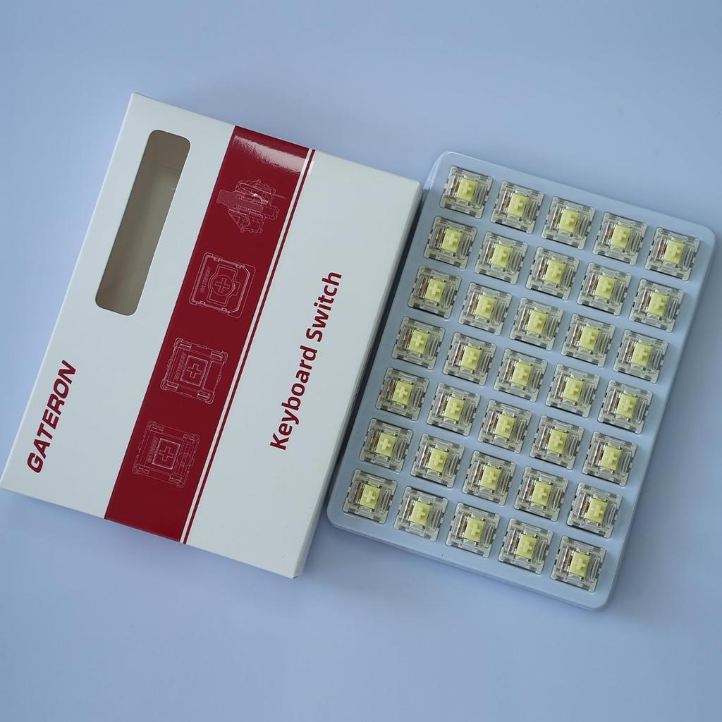 GATERON Jupiter Banana Keyboard Switches, Tactile, 59gf, RGB LED, 5-Pin, Factory-Lubricated, for MX Mechanical Keyboards (Banana, 110-Pack)