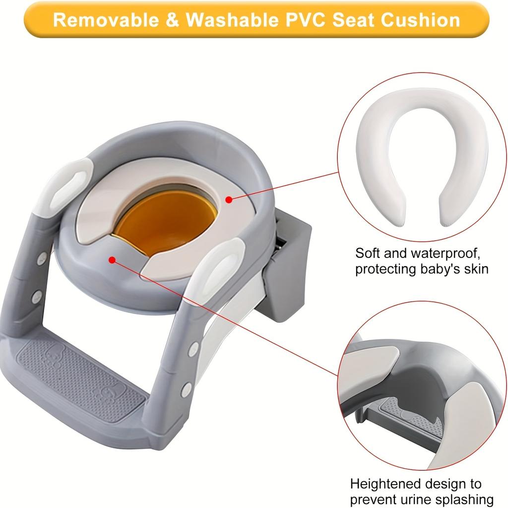 Potty Training Toilet Seat-2In1 Toddler Toilet Seat-And Step Splash Guard-Kids Toilet Seat With Ladder Anti-Slip Pad-Potty Toilet Foldable Pottyseat