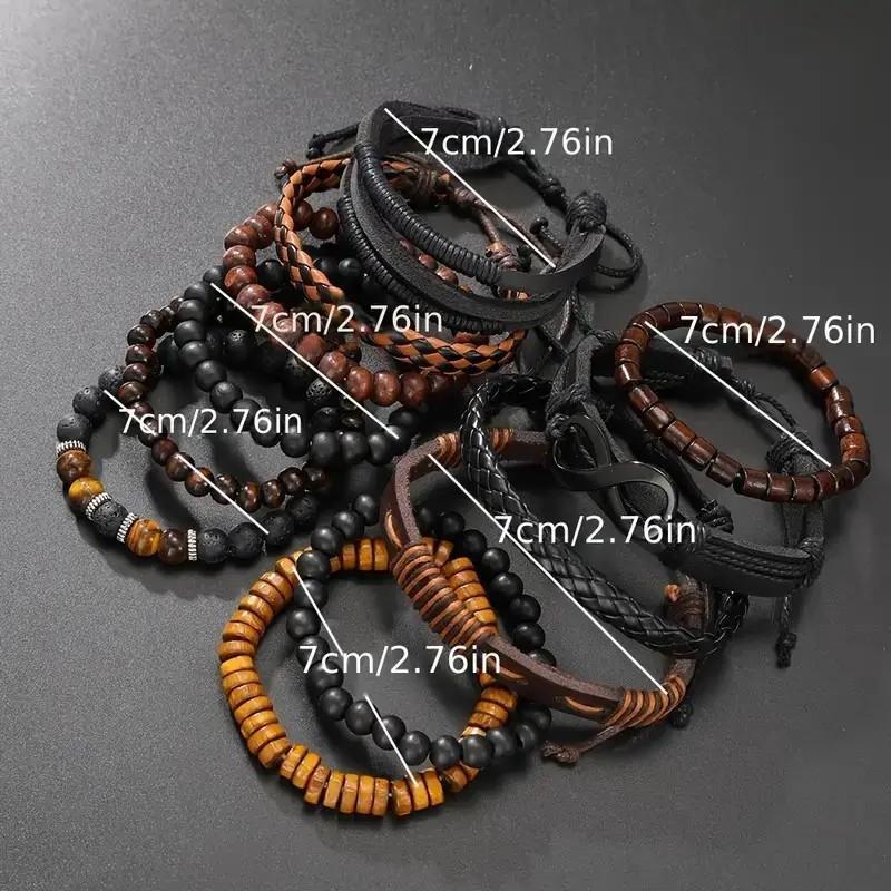 TEMU Xiyin's new 12-piece set of beaded bracelets cross-border coconut shell wooden bead elastic men's bracelets do not contain boxes.