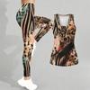 Completo yoga con stampa leopardata per donna, leggings da allenamento alla moda, set sportivo casual per fitness e yoga, tuta sportiva