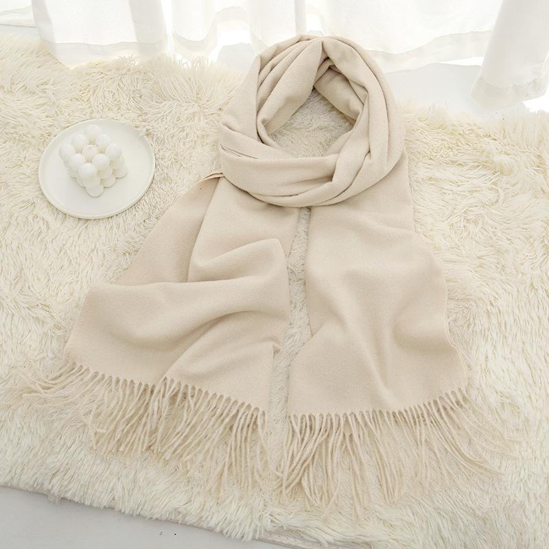 New solid color Maillard autumn and winter scarf versatile imitation cashmere scarf women's high-end warm scarf shawl