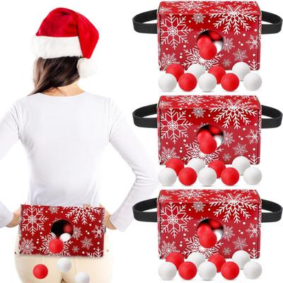 Christmas Ball Shaking Props Set with 20 Foam Balls Fastener Strap 24cm Box Indoor Outdoor Family Fun Holiday Decoration