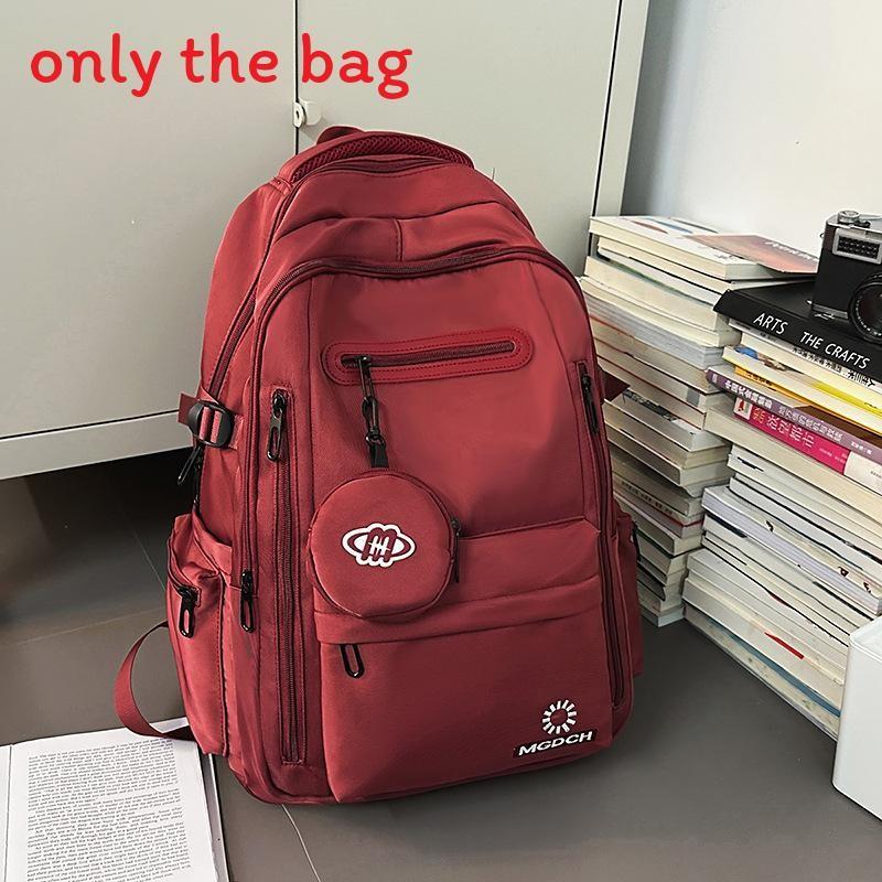 

Solid Large Capacity Color Backpack With Letter Embroidery Design For Daily красный