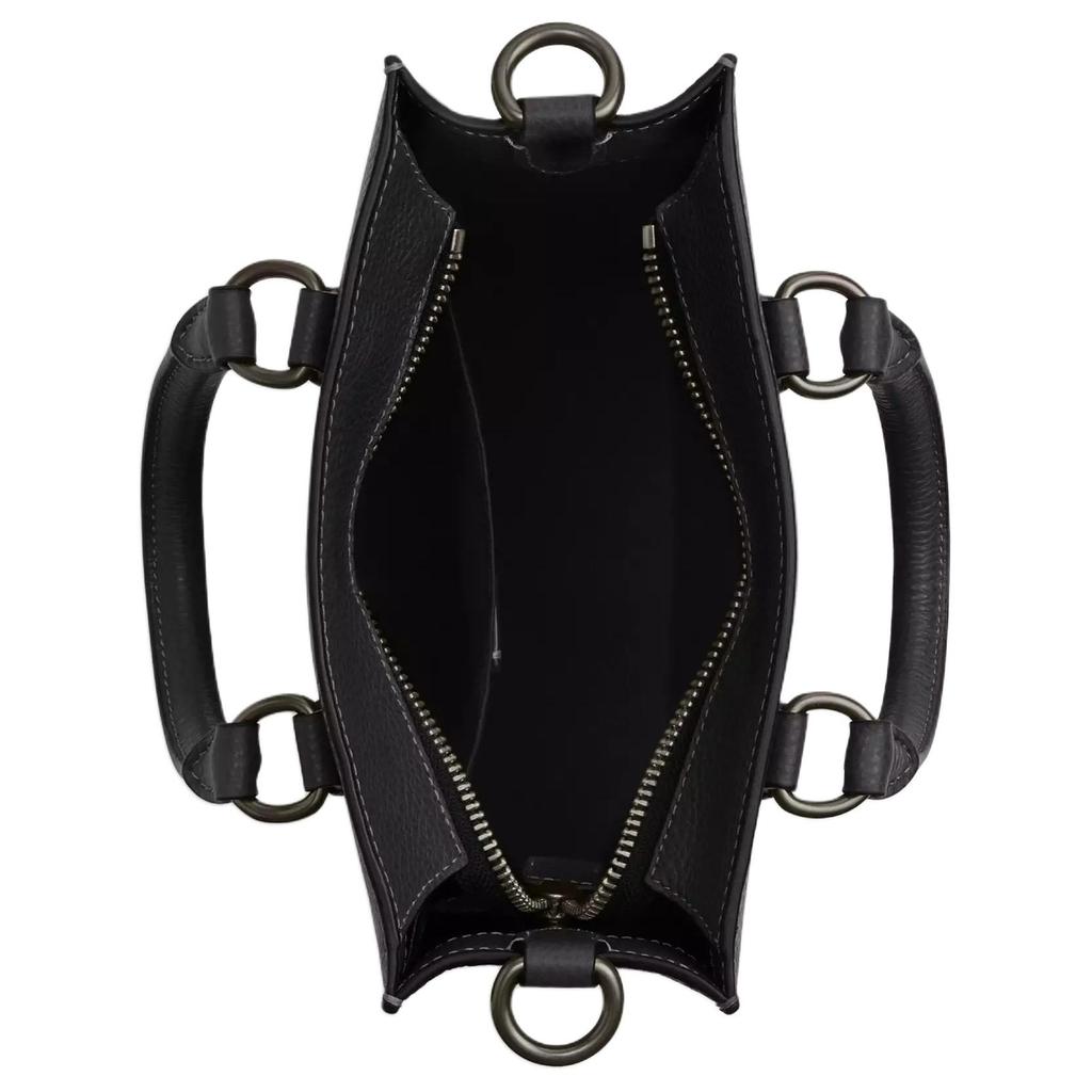 Coach Dylan 21 Metal Logo Adjustable Detachable Shoulder Strap Zipper Closure Leather Shoulder Tote Bag Small Women Handbags Black CT910-QBBK