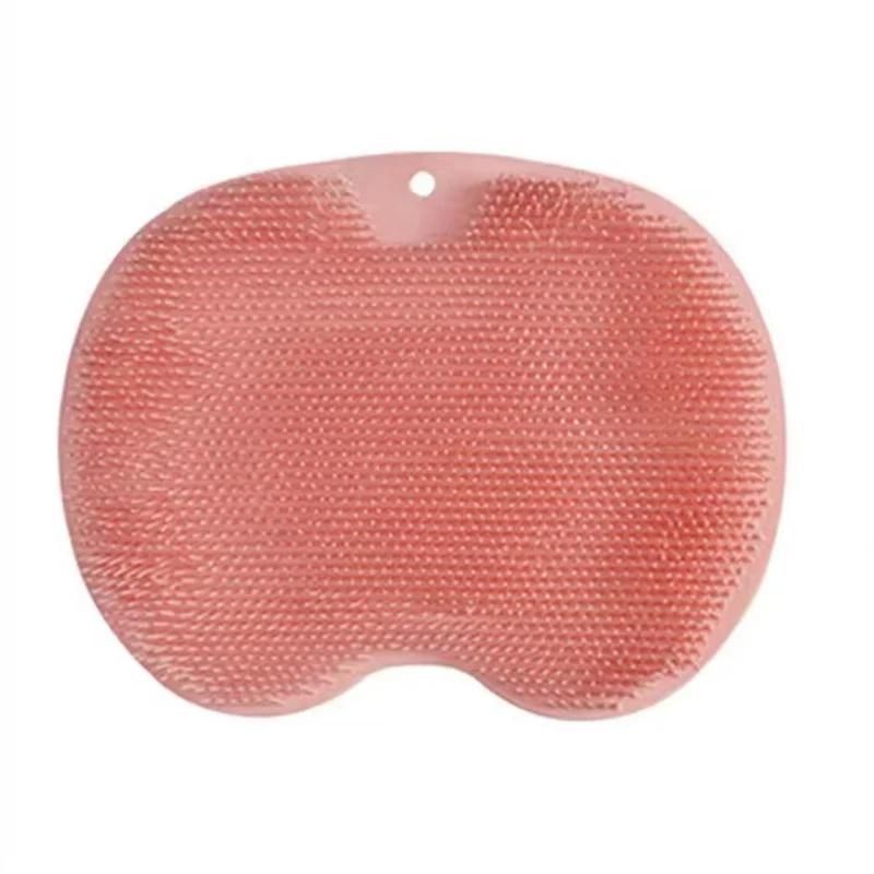 

Rubbing Foot Pads Massage Anti Slip Silicone Soft Comfortable Bathroom Bathing Foot Washing Brush Back Rubbing Tool рожевий