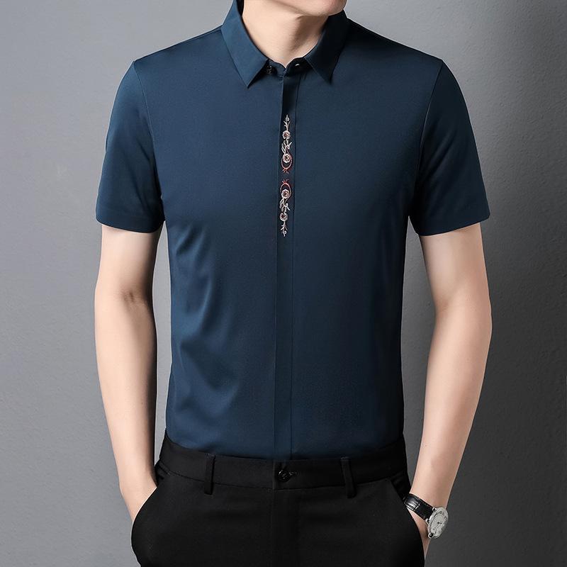 Летняя тонкая рубашка с коротким рукавом для мужчин среднего возраста — фото 5