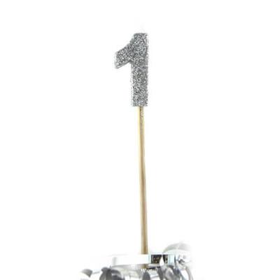 Alpen Glitter Long Stick Candle (Silver) (1)