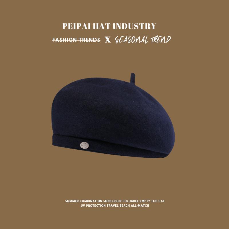 Beret autumn and winter face little girl painter hat versatile classic British retro newsboy hat