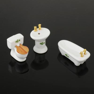 Keramik Puppenhaus Toilette Becken Badewanne Puppenhaus Badezimmer Accs Mini Möbel Spielzeug für Jungen Mädchen