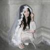 Delicate Embroidered Bridal Veils Lightweight Comfortable White Lace Hairpiece For Wedding