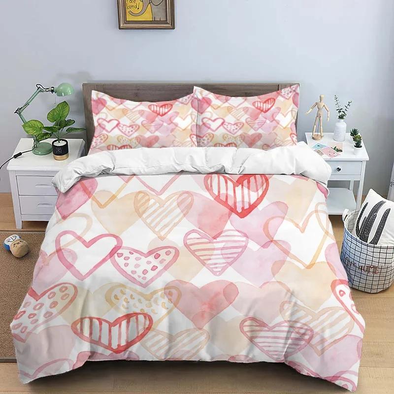 Cartoon Love HD Print Bedding Sett Children King Size Bedding Set Boy Girl's Bed Double Bed Duvet Covers Pillowcase Bedding Se