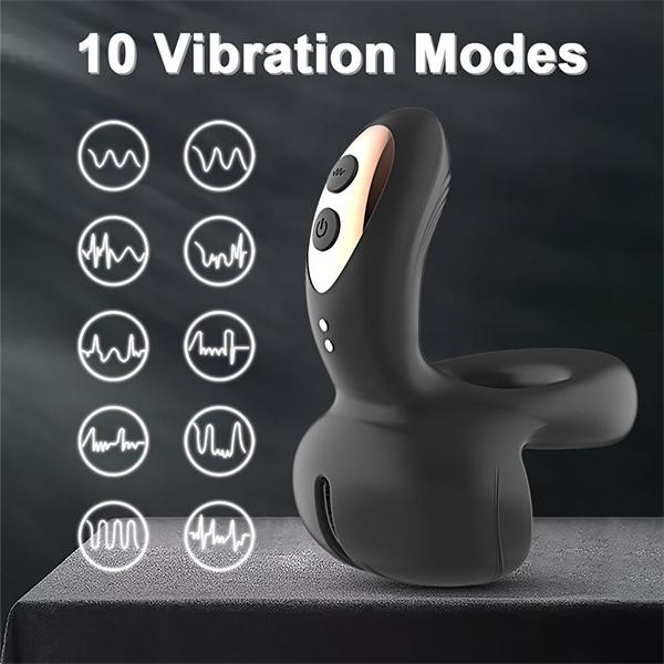 Powerful Vibrator for Men 3 Motors Ejaculation Delay Testicles Perineum Stimulator Cock Ring Sex Toy for Couples Game