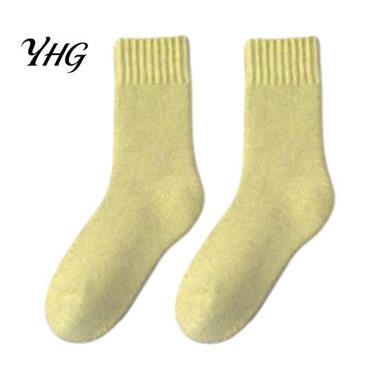 Heavy Duty Winter Boot Socks Women Thickened Socks, Solid Color Mid Calf Thermal Fleece Lined Non Binding Elastic Comfort Crew for Cold Weather, Soft