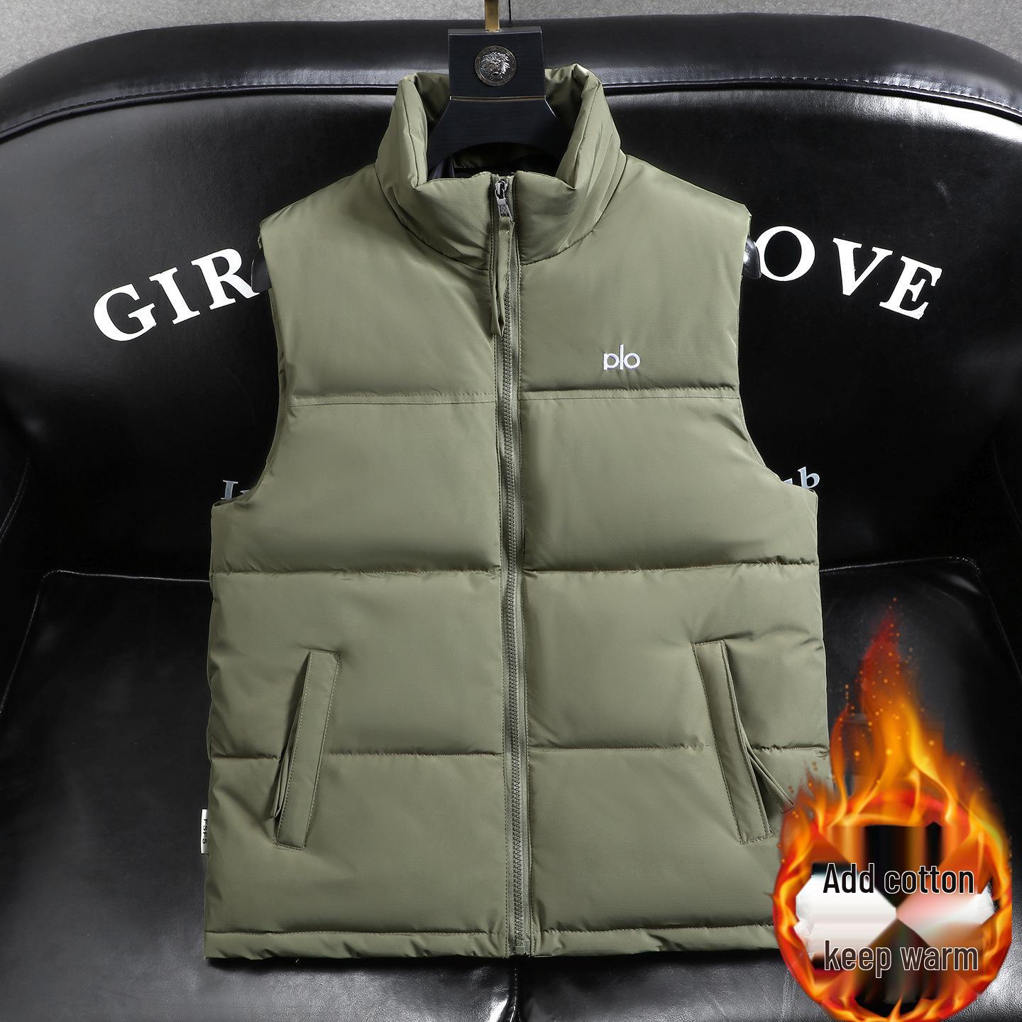 Мужской зимний модный хлопковый жилет с воротником-стойкой - Простой, роскошный, удобный и универсальный жилет L