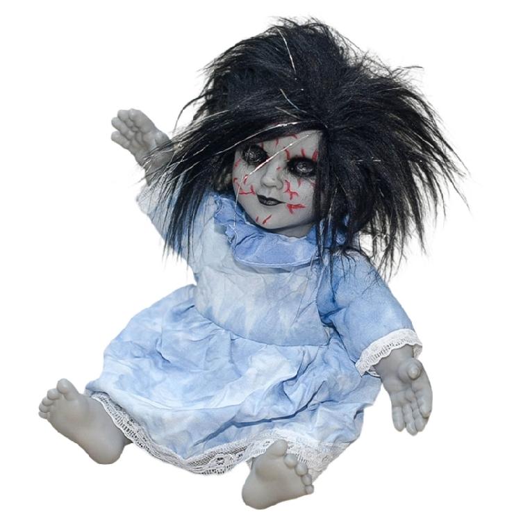Sound Activated Scary Ghosty Doll with Glowing Face Effect and Horror Noises for Porch Decoration