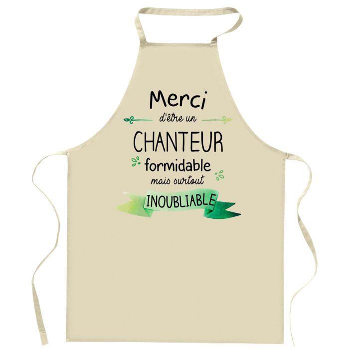 Tablier de cuisine - Chanteur Merci Inoubliable - Impression bretonne - Coton résistant - Fabrication en France