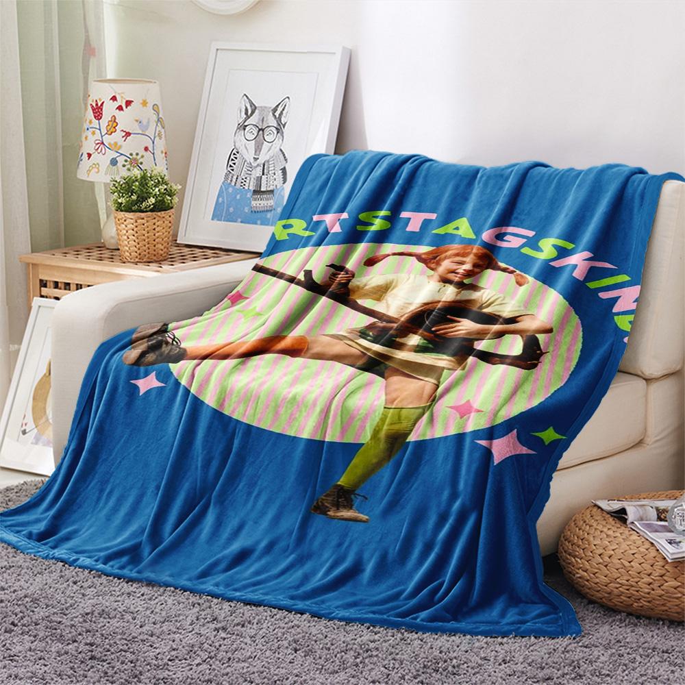 1PC Pippi Longstocking Patterned Flannel Blanket Suitable For All Seasons for Home Decor Warmth and Comfort Gifts Holiday Present