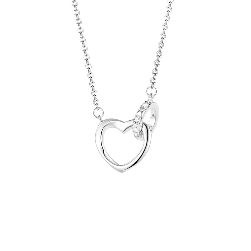 

Necklace Mobius Heart SV999 Metal Allergy Free with Zirconia Ultra Light Anniversary Gift Adjustable Eternal Love Simple Daily Use D2838 [ORIKIN]