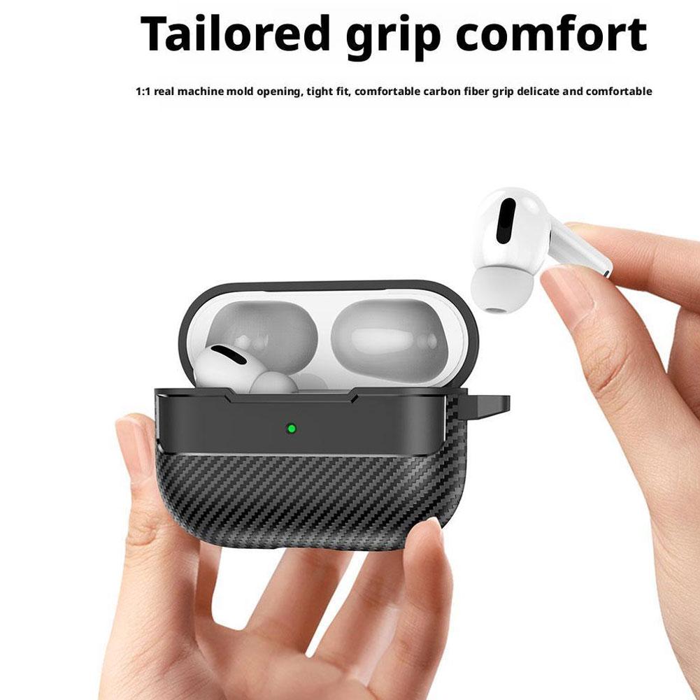 Para AirPods Pro 3 Funda 2025 Funda con Textura de Fibra de Carbono con Mosquetón a Prueba de Golpes Cubierta Inalámbrica para AirPods Pro 3