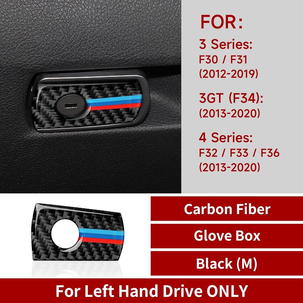 Car Glove Box Decal Storage Box Sticker Carbon Fiber Trim Compatible with BMW F30 F31 F34 3GT F32 F33 F36 3 4 Series Accessories