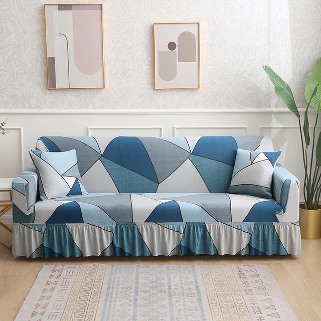 Universal Sofa Slipcover With Skirt Fitted Couch Cover Washable High Elastic Fabric With Skirt Sofa Cover For Dogs