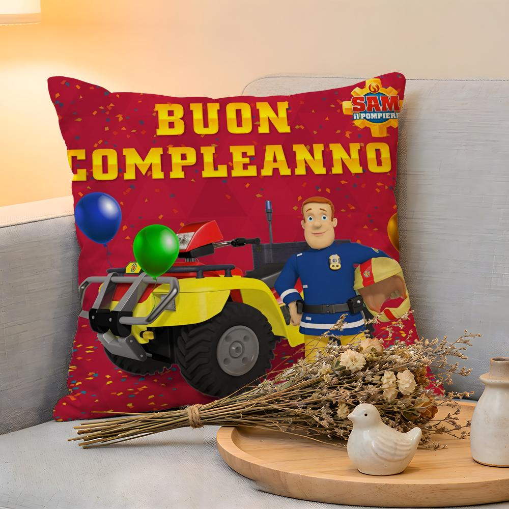 Cushion Cover Linen SkinFriendly Soft Decorative Case for Sofa Home Decor Cute Anime FFireman SSam Pillow Cover