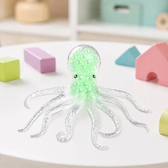 Stretchy Octopus Toy Bead Filled Squeeze Toy, Stress Relief Sensory Calming Mini Fidget for Hand Exercise & Relaxation TPR Ball
