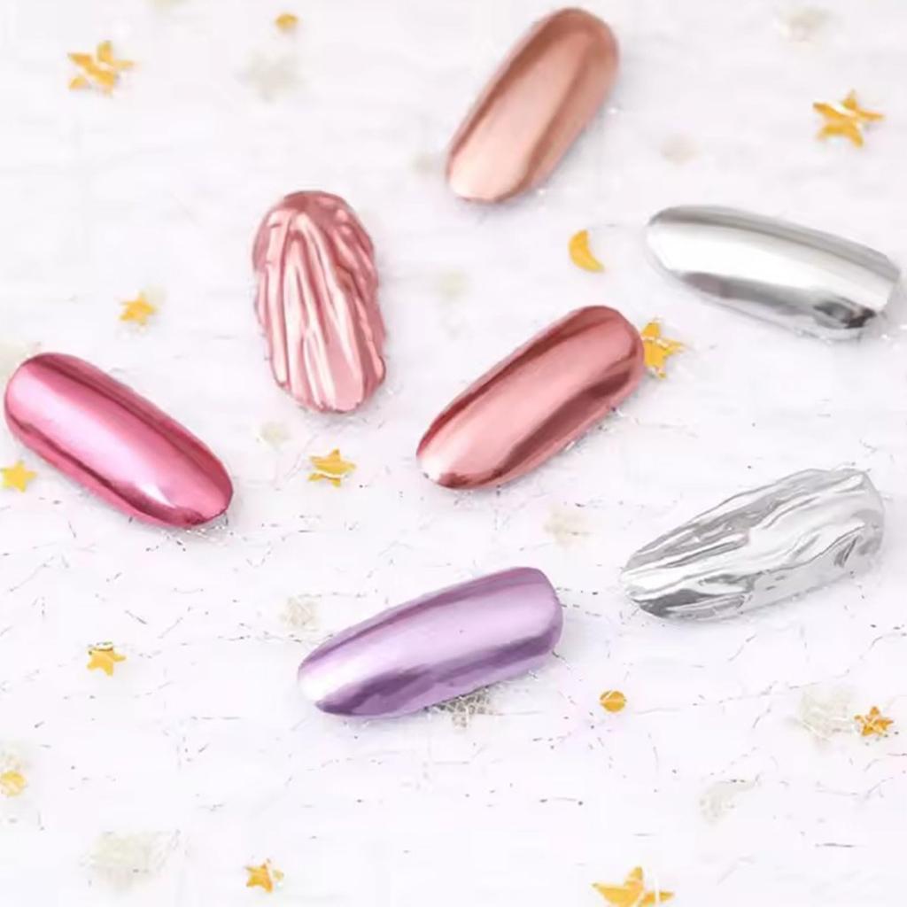 12-Piece Set of Mirror Nail Powder, Aurora, Gold, Silver, Pink, Blue, Purple, Metallic Powder for Gel Nails and Resin